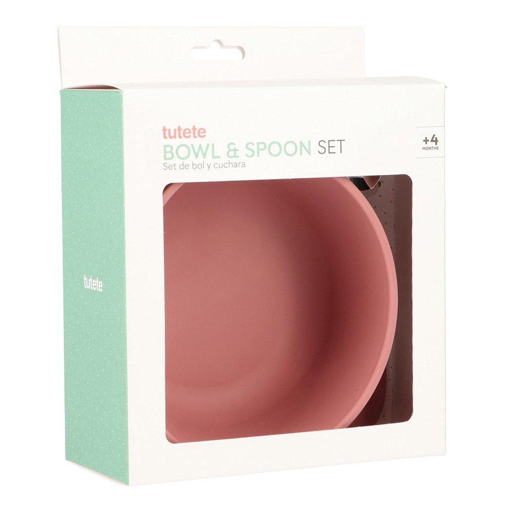 Set Bol Silicona+cuchara Acero Brick Blush Tutete - Tutete - PetitGegant