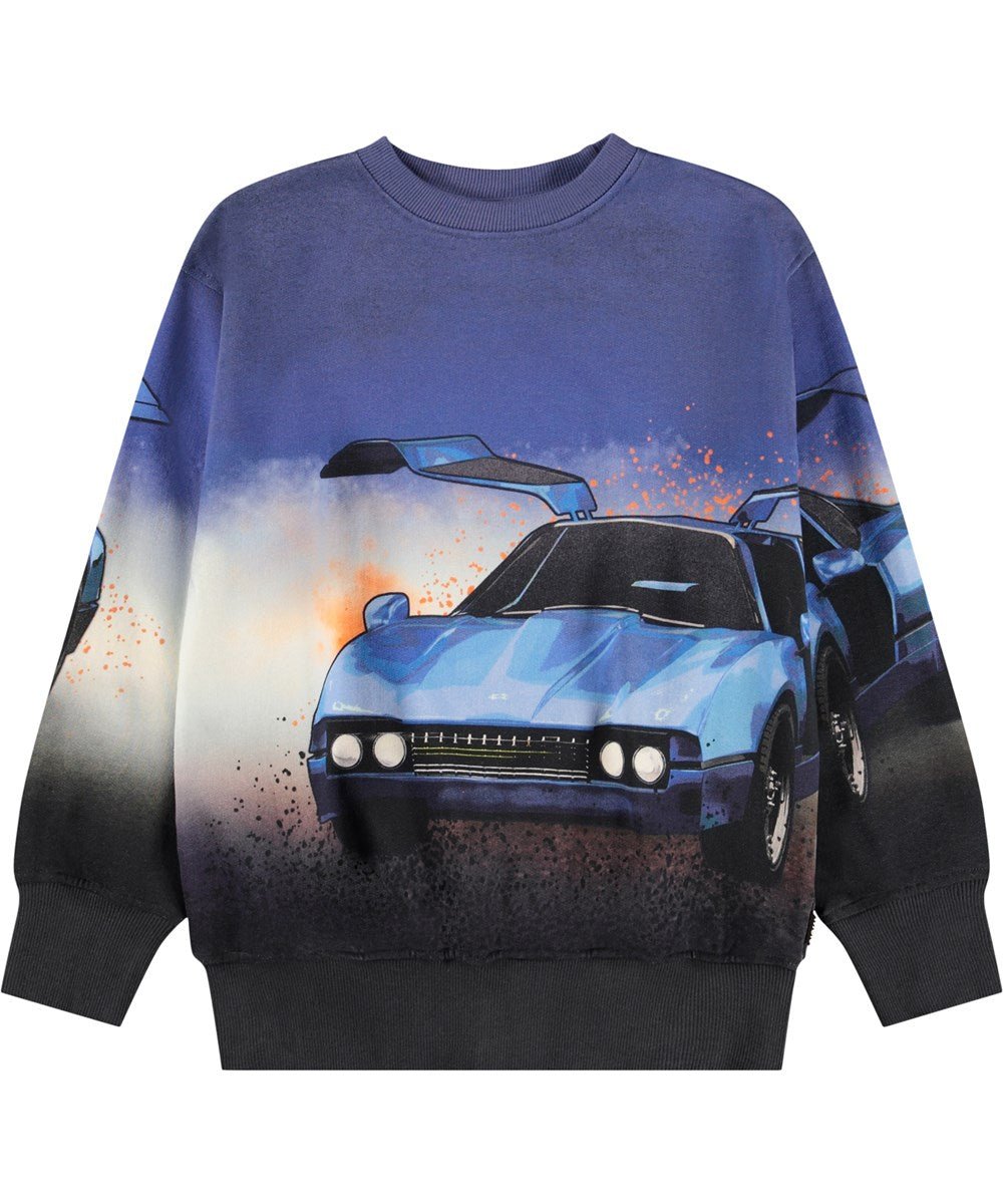 Sudadera Afelpada Mattis Coche Azul Molo - molo - PetitGegant
