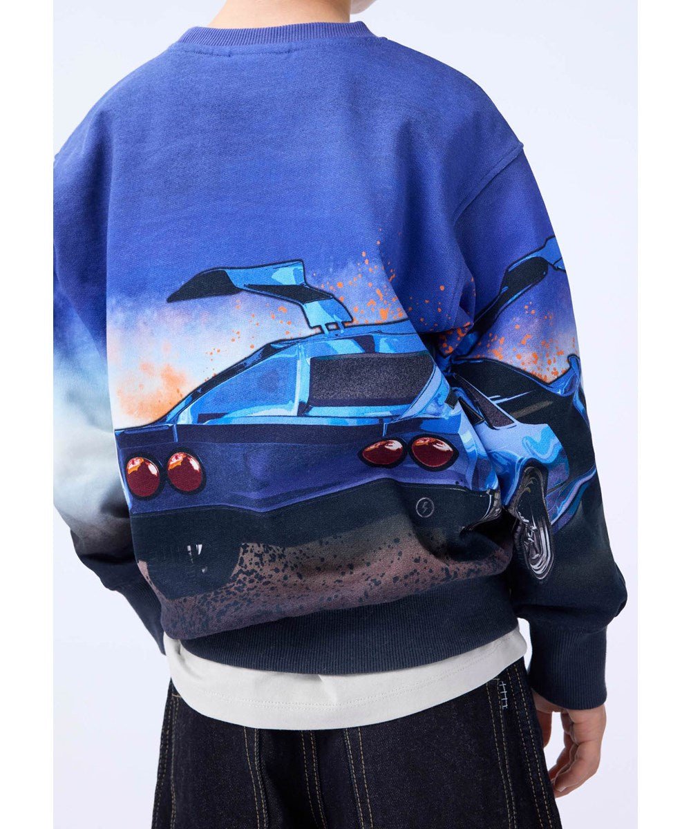 Sudadera Afelpada Mattis Coche Azul Molo - molo - PetitGegant