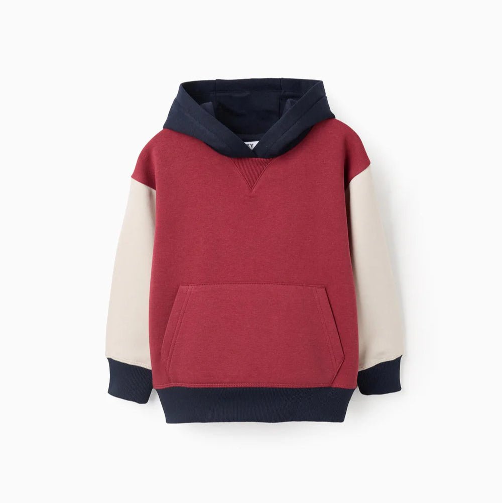 Sudadera Perchada con Capucha para Niño, Rojo/Beige/Azul ZY - Zippy - PetitGegant