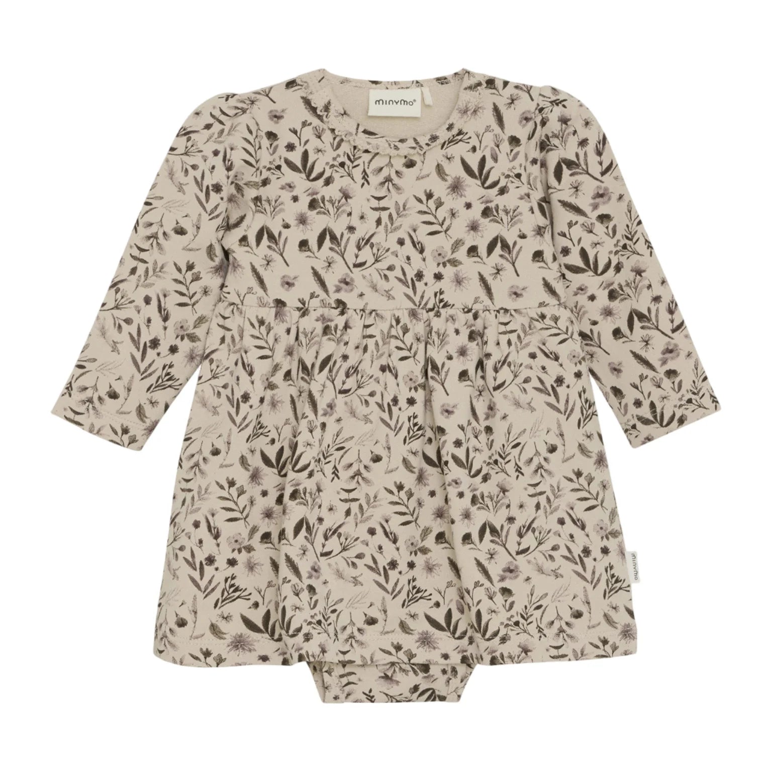 Vestido - Body Bebé Floral Smoke Grey Minymo - Minymo - PetitGegant