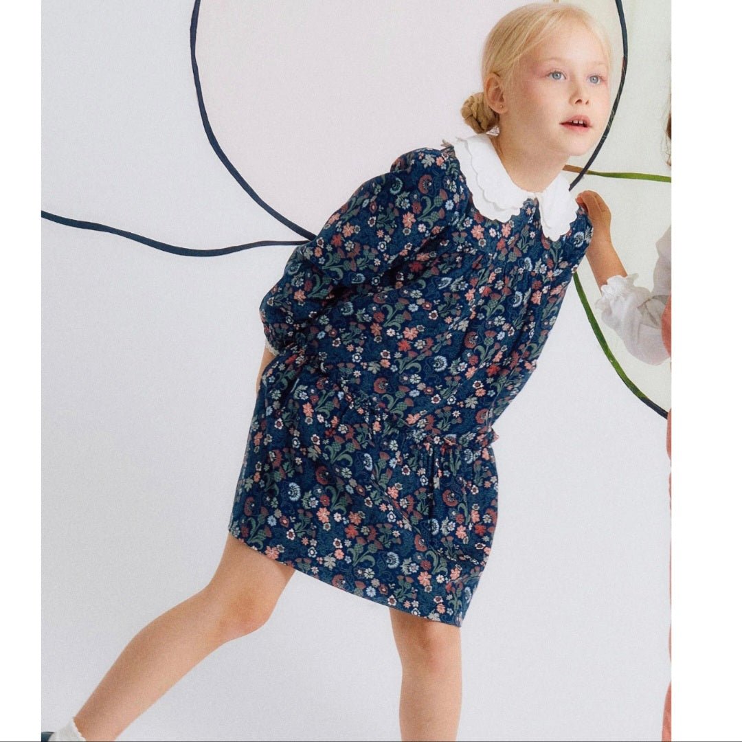 Vestido De Pana Floral Azul ZY - Zippy - PetitGegant
