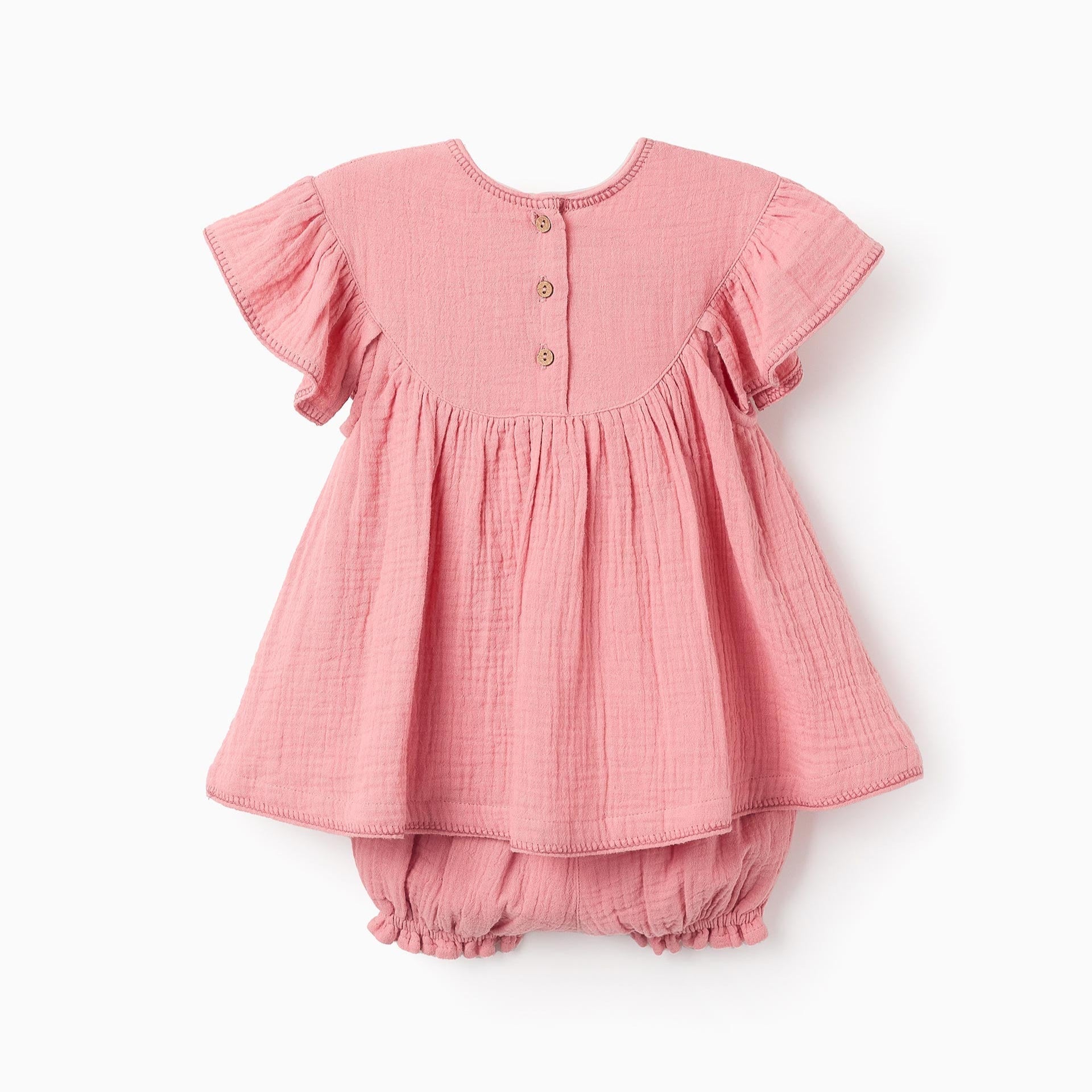 Vestido+Cubrepañal Bambula Rosa Claro ZY - Zippy - PetitGegant