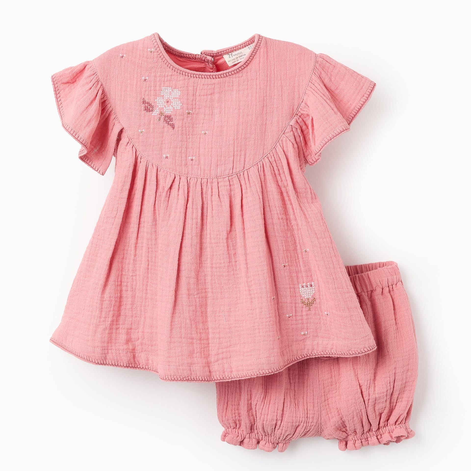 Vestido+Cubrepañal Bambula Rosa Claro ZY - Zippy - PetitGegant