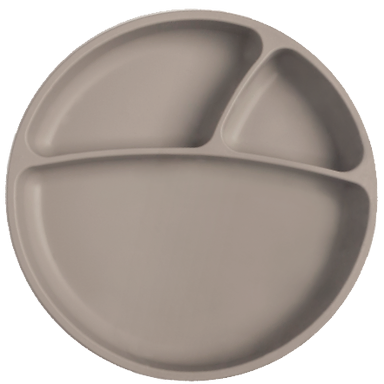 Plato silicona compartimentos+ventosa gris Minikoioi - PetitGegant