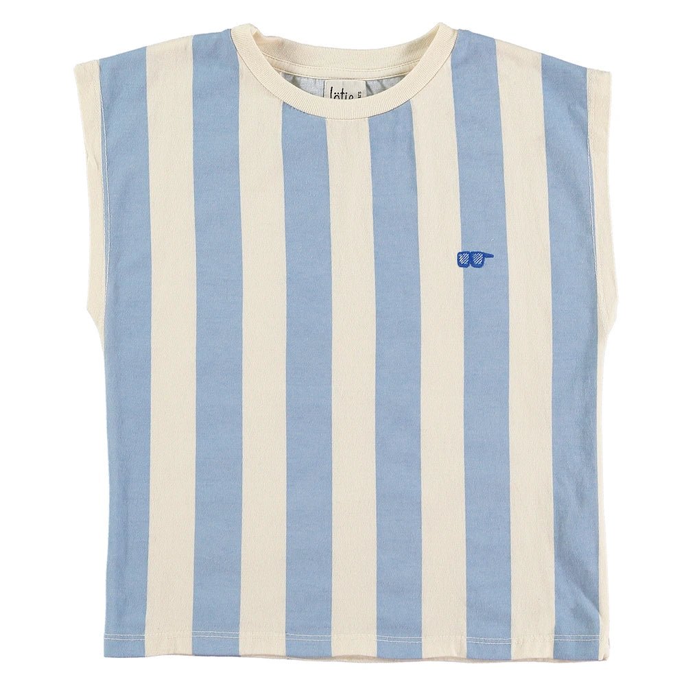 Camiseta Sin Mangas Blanco y Rayas azules Lötiekids-Lötiekids-PetitGegant