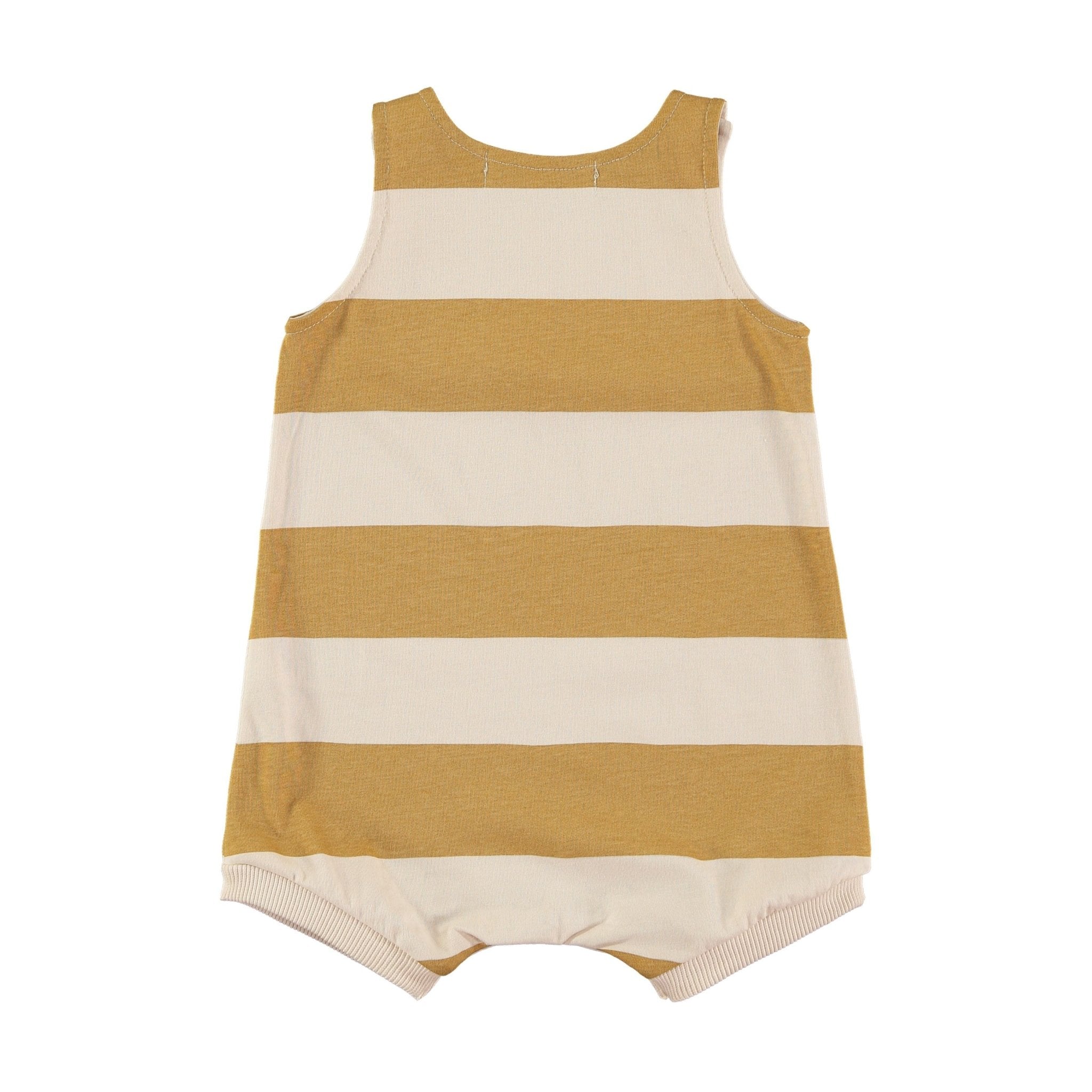 Pelele corto tirantes bebé Stripes Mustard Yellow Baby Clic-Babyclic-PetitGegant
