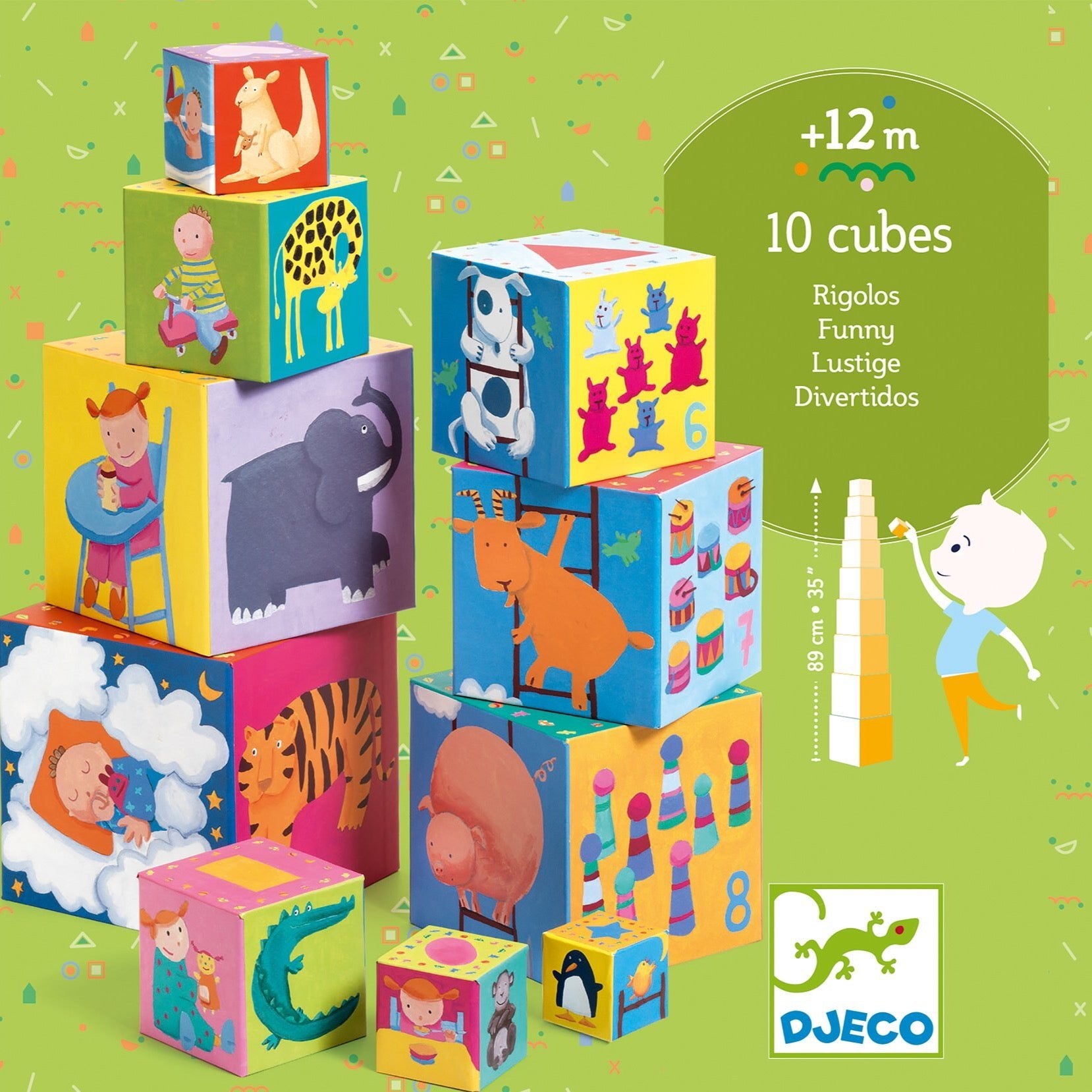 Primera edad 10 cubos Diversión Djeco - Djeco - PetitGegant